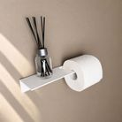 Toilettenpapierhalter mit Ablage in Weiß matt, mit Raumduft-Diffuser und Papierrolle